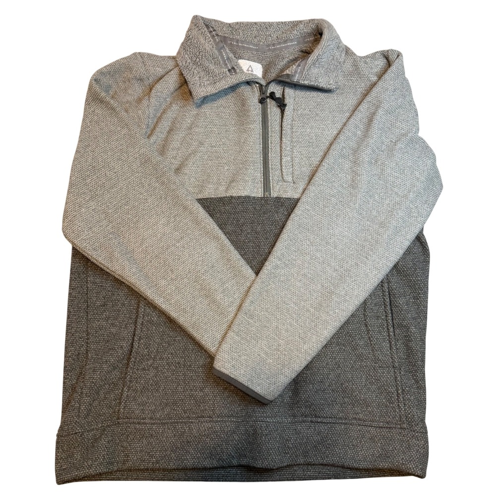 Ascend Mens Gray Colorblock Quarter Zip Fleece Pullover Sweater Large